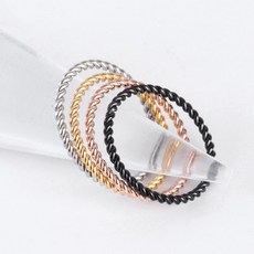VARAM [1+1] 써지컬 316L 스틸 1mm 꼬임 레이어드 슬림 실반지