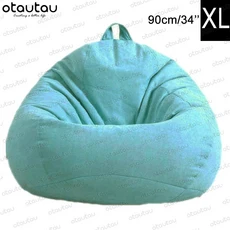 OTAUTAU 콩 가방 의자 박제 거대한 콩 주머니 소파 침대 두꺼운 리넨 몰려 들고 Pouf 오토만 좌석 퍼프 라운지 가구, [15] XL-mint green