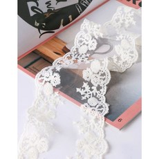 쉬폰 망사 6 레이스 원단 110mm 리본 리본공예 부자재 재료 90cm, 1개, 아이보리