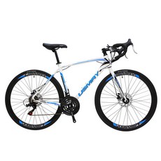 SPORTONE U27 SHIMANO21速鋁合金彎把碟煞公路車搭載副煞把碟煞設計雨天中較不影響制動力性能向上提升, 白/藍, 1個