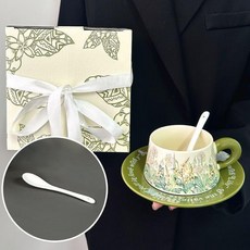 原創設計 陶瓷咖啡杯盤組 送陶瓷勺 禮盒裝, 1個, 風鈴花盃碟套裝送陶瓷勺子禮盒