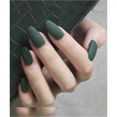 엘씨 원컬러 단색 무광 붙이는 인조손톱 네일팁 코핀 24pcs, 1개, 코핀에그타입 딥그린 무광