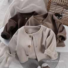 嘟嘟家兒童外套百搭秋冬兒童保暖開衫男童女童寬鬆加絨韓版上衣