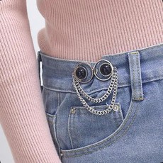 네잎클로버 허리조절 진주체인 바지 사이즈 늘이기, 1개, 앤틱골드블랙진주