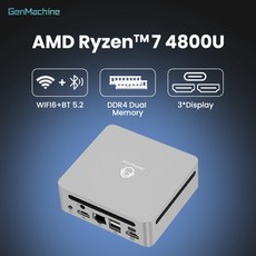 비스트 파워 라데온 GPU 4K 출력 WiFi6 휴대용 게이밍 PC 저렴한 미니 PC AMD 라이젠 4800U 4900H 5300U 54, 03 Ren5000 5400U, 05 16GB RAM 1TB ROM, 16GB