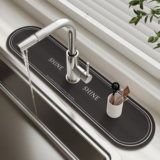 VIKAMA 주방 싱크 수도꼭지 욕실 보호 진흙 장식 테이블 매트 조리대 규조토 흡수성 방지 미끄럼, 14X40CM, GZN 10