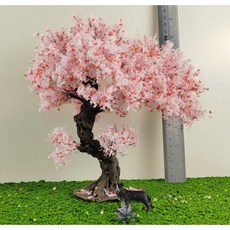 【微景小舖】 仿真花樹 手辦 情景DIY微景觀擺件 微縮模型 景觀盆栽 沙盤模型 模型樹 場景佈置, 1個, B款-日式櫻花樹,高約15cm左右