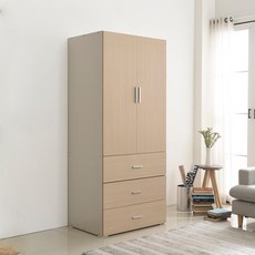 장인가구 비트 800 3단서랍 옷장 행거형, 메이플