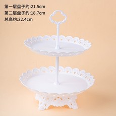 일회용 디저트 트레이 웨딩 애프터눈티 케익 생일파티 선반, 2단 레이스 원형, 1개