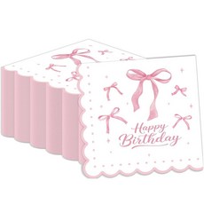 골프 냅킨 33 x 33cm(13 x 13인치) 골프공 종이 냅킨 스포츠 테마 일회용 칵테일 냅킨 생일 베이비 샤워 농구 파티 장식용 (골프) 50개, 핑크 리본