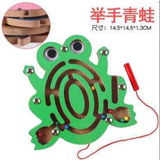 【台灣賣家24H出貨】兒童卡通走珠迷宫 木質專注訓練玩具 智力思维開發迷宫玩具 禮物 兒童節禮物 生日禮物 磁性珠迷宮, 1個, 青蛙