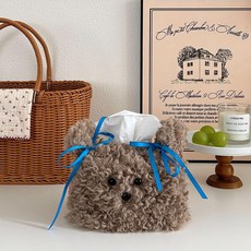 강아지 티슈케이스 두루마리 휴지커버, 브라운