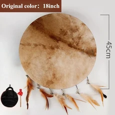 양피 수제 탬버린 요가 명상 핸드 사운드 치료 성인 초보자 타악기, 03  Original Color 45CM