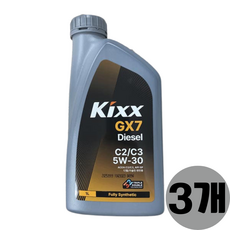 GS칼텍스 킥스 KIXX GX7 디젤 C2 C3 5W30 DPF 디젤 엔진오일, 3개, 1L
