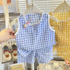 女童格子裙 寶寶連衣裙 夏裝 甜美韓版 蕾絲花邊 公主裙 90-140cm