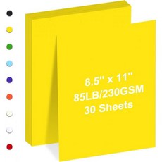 카드스톡 8.5인치 x 11인치 페이퍼 85파운드230gsm프린터 드로잉 기프트 태그용 옐로 카드 재고초대장 등 노란색 30장, 30 Sheets, Yellow
