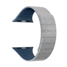 사라밴드 애플워치 호환 마그네틱 플렉스 실리콘 스트랩, 42/44/45/49mm, 그레이 + 다크 블루