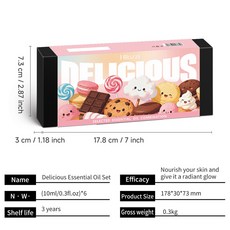 10ml 單方精油 套盒 6 種濃郁糖果香型 持久留香 香薰精油, 1個, 10ml甜品精油套盒