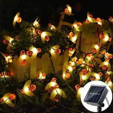 20/50/100LED 태양 꿀벌 문자열 램프 야외 요정 빛 나무 Chritmas Garland 8 모드 방수 파티오 정원 웨딩, 02 Warm Light, 03 12M 100LEDs