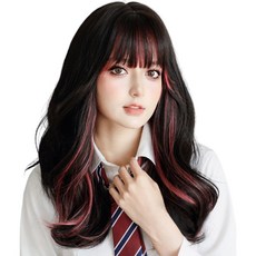 가발위드 여성 가발 긴머리 투톤 웨이브 자연스러운 통가발 아리, 1개, 포인트블랙