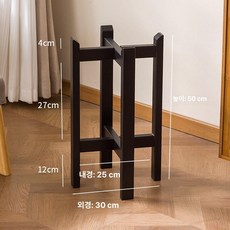 머스코 십자형 플랜트 스탠드 거실 베란다 다육이 화분 받침대, 1단, 사각형 이중층 25cm 블랙