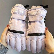 고급형 스키 장갑 방한 방풍 오토바이 장갑 발열 아웃도어 장갑 두꺼운 내피 글러브, 퍼플(녀), 1개