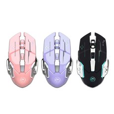 HONG JIN 宏晉 HJG-02Pro 藍牙無線電競滑鼠 雙模組 藍牙 2.4G 無線充電式 呼吸炫光 DPI可調, 紫色