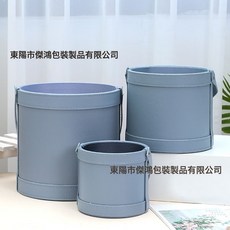 皮質手提抱抱桶結婚伴娘伴手禮寶寶滿月週歲禮物盒創意生日禮物盒, 小號14*12, 藍色