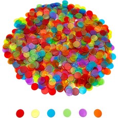 JUNWRROW 1000 3개4인치 투명 6가지 컬러 빙고 카운팅 칩 가방 포함 - 대규모 그룹 게임 나이트 및 교육 활동용