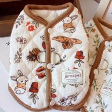 순면 강아지 누빔 퀄팅 하네스 조끼, 1개, 봄토끼