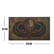 桃園出貨-空降傘兵胸條夜光魔鬼氈章IR紅外夜間識別章戰術士氣徽章 魔鬼氈臂章 士氣魔00, M00302-2   反光空降傘兵（CP, 1個