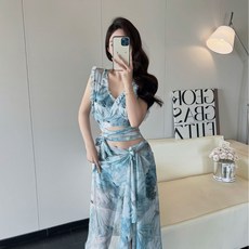分體泳衣女比基尼三件式度假拍照泳裝, XL適合110-120斤
