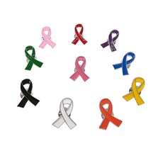 자선 행사 용품을 위한 10개 리본 라펠 핀 유방암 인식 브로치 희망 리본 에나멜 핀 배지