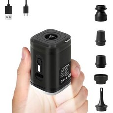 인플레이터용 휴대용 에어 펌프 2400mAh 배터리 및 캠핑 라이트가 장착된 초미니 매트리스 4X 야외 여행용 수영 링용 무선 수영장 플로트 수면 패드 진공 백, 1200mAh-black