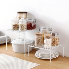 구디푸디 다용도 철제 접시 그릇 정리 선반, 화이트, 1개