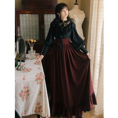 경성의복 개화기의상 레트로 의복 빈티지 레이스 셔츠 롱스커트 여성