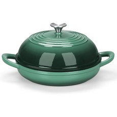 사워도우 빵 굽기에 적합한 더치 오븐 에나멜 주물 냄비 - 5.7L, 1개, 짙은 녹색, 25cm