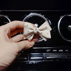 펄리본 차량용 석고방향제 자동차 신차선물 송풍구 차량용품 여성용, C. 문 그레이 폴카 도트 리본