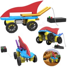 웜기어 리모컨카 만들기 전진후진 4륜구동 리모콘 조종 RC카 평기어 자동차 조립 키트, 1개