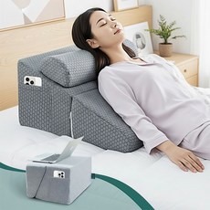 텍스스테드 접이식 다기능 침대등받이 웨지 필로우 세트 다용도 역류방지 삼각쿠션, 딥 그레이