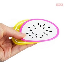 아이서 실리콘 컵받침 과일 원형코스터, 용과