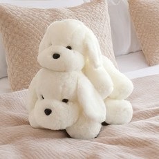 [위생적인 안심공정] 구쯔야 부드럽고 따수운 강아지 바디필로우 선물, 화이트