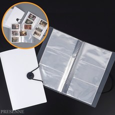 고무줄밴딩식 폴라로이드 앨범 명함 카드 보관 꽂이북, 120칸 - 투명