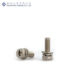 【銳禾】工廠直營 M2x6 組合螺絲 (盤頭套華司) 鍍鎳 100入 特殊螺絲, 1個