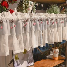 인테리어 자수 문발 차광 주방 바란스 미니 프렌치 북유럽 예쁜 거실 레이스