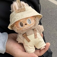 [국내 배송] LABUBU 라부부 인형 옷 의상 소품 액세서리 꾸미기 세트, 03 레트로 베이지 세트(모자+안경+바지), 1개