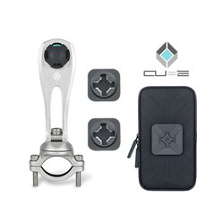 Intuitive Cube X-Guard 手機架 握把車架 雙母扣 手機散熱包 銀色 重機 單車握把 無限扣, 1個, 銀 握把車架+雙母扣+手機散熱包