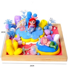 臺灣熱銷 新款微景觀 兒童手工diy材料包製作滴膠沙盤小夜燈場景男女孩玩具, 可愛人魚(不帶滴膠), 1個