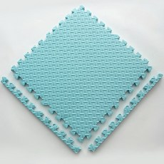 沛大旗艦店 環保EVA巧拼地墊 60x60公分 2.5公分厚 附邊條 淺藍色 拼接爬行墊, 1個, 淺藍, 淺藍