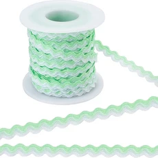 17.5야드 RIC Rac 크리스마스 리크 랙 혼합 색상 웨이브 벤딩 프린지 트림 8mm 지그재그 직조 원단 웨딩, Pale Green and White, 1개